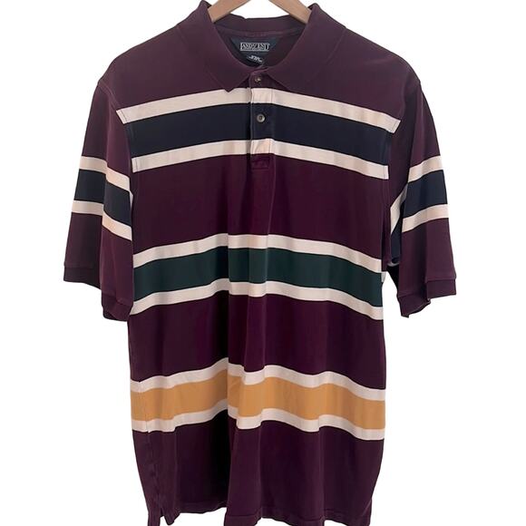 VTG Lands End Mens Colorblock Polo Shirt XL Short Slv 80s Dadcore Funky Retro - Picture 1 of 5